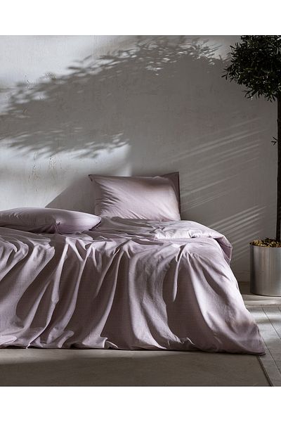 Madame Coco Odette Double 100% Cotton Ranforce Printed Duvet Cover Set - Light Plum