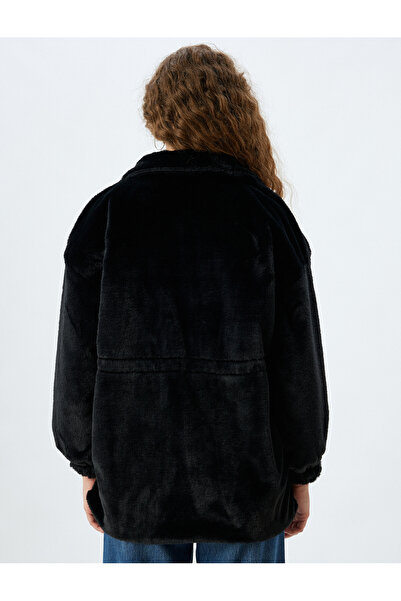 Koton Дълго яке с цип и подплата от изкуствена кожа