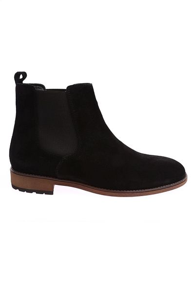 DGN Men's Black Suede Genuine Leather Chelsea Boots - Fur Inside, Microlite 6131023210