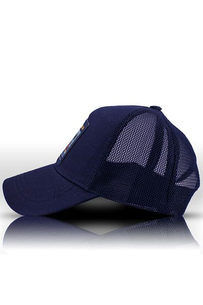 Retro Navy Blue Sea Themed Retro Baseball Trucker Hat