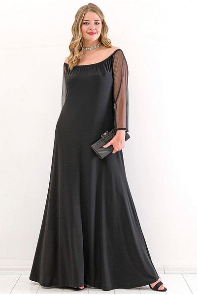 Zer Otantik Βραδινό φόρεμα από σιφόν Zerotantic Plus Size - Φόρεμα με ανοιχτό μανίκι