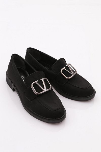 DGN Women's Black Suede Loafer - 30152674