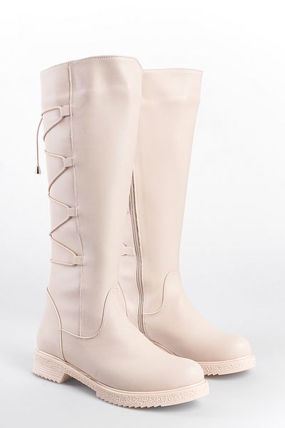 Capone Outfitters Kniehohe Damenstiefel mit Schnürung hinten – seitlicher Reißverschluss