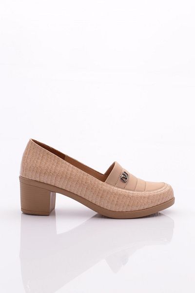 DGN Pantofi cu toc cu cataramă de damă, crocodil bej 341523648