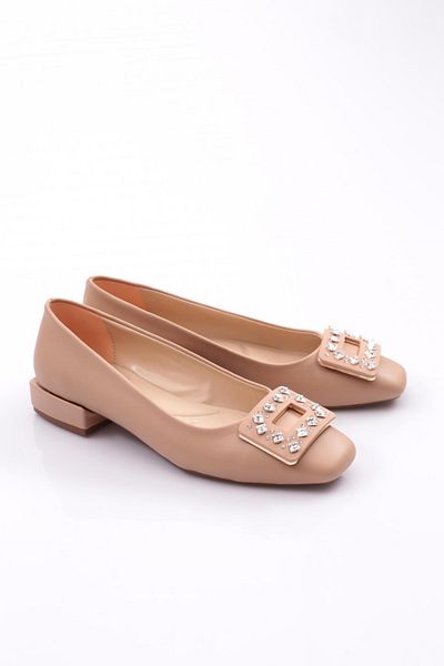 DGN Pantofi cu toc cu cataramă pătrată de damă Nud 49562534