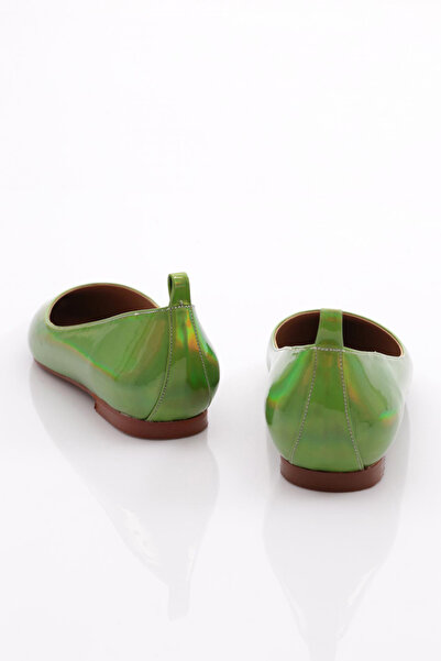 DGN Pointed Toe Women's Ballerinas - Kiwi Metallic 2773557