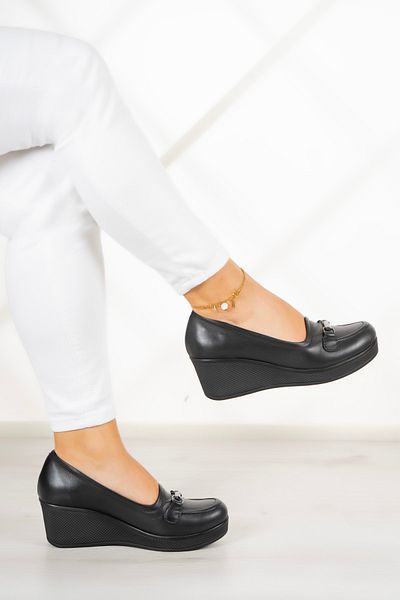 Erkan Saçmacı Pantofi casual cu toc Maika din piele naturală neagră