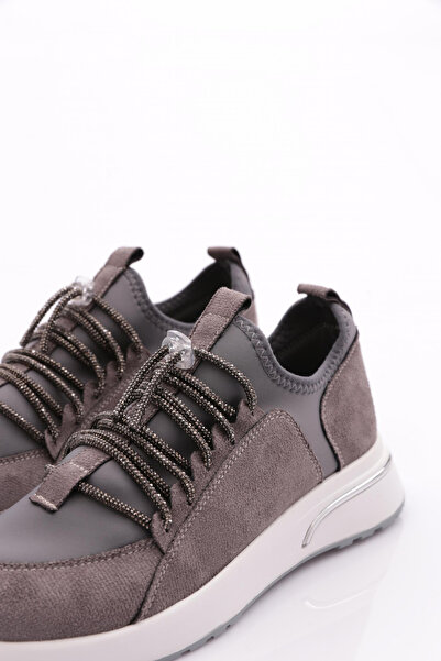 DGN Women's Stone Lace-Up Sneaker Shoes Gray Suede Gray 33235105