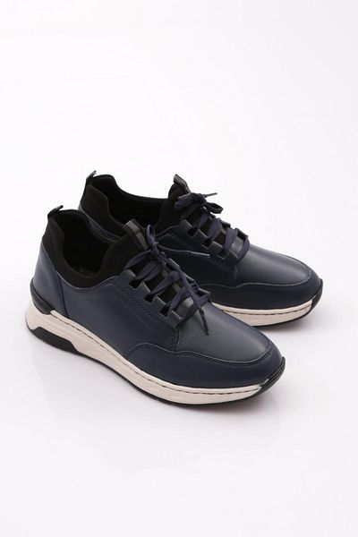 DGN Pantofi sport cu șireturi de damă, piele naturală, bleumarin 26612623