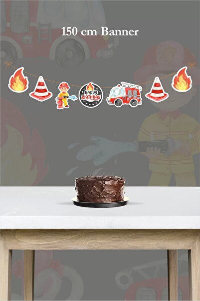 neşeli günlerim Banner mare tematică pompieri *Hârtie groasă 150cm