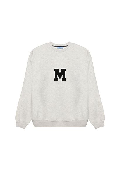 Quzu Gray Embroidery Letter Printed Sweatshirt