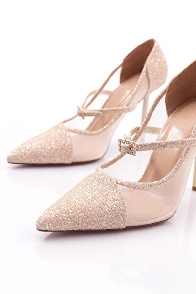 DGN Gold Glitter Women's Heeled Shoes - 56583557