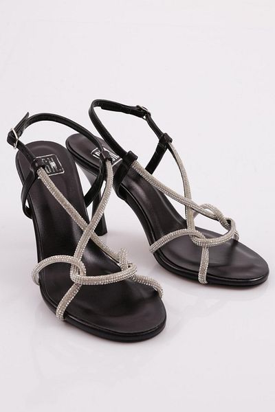 DGN 4614 Pantofi cu toc pentru femei cu șnur de piatră