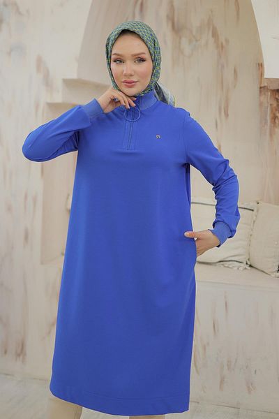 Armine High Collar and Zipper Trend Tunic - 24Kt436