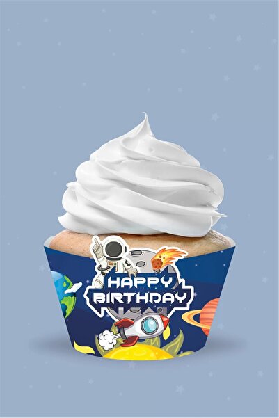 neşeli günlerim Space Themed Cupcake Wrap Set of 8