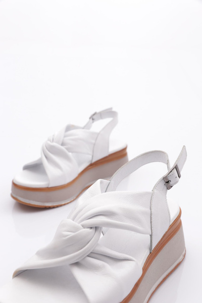 DGN Sandale albe de damă din piele naturală - 91135108