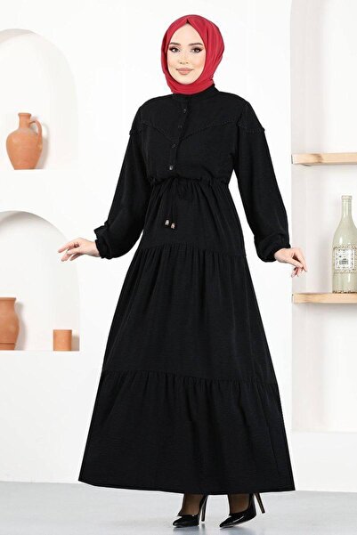 SHİROSA Γυναικείο φόρεμα Hijab με μισό κουμπί από ύφασμα Aerobin