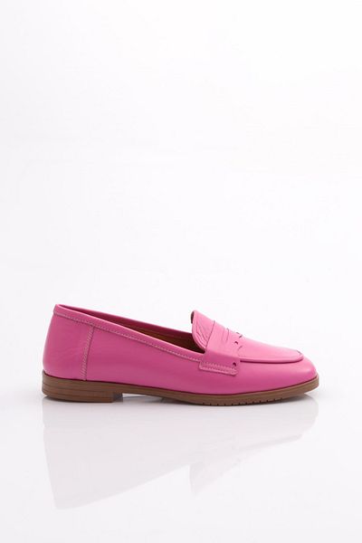 DGN Women's Blunt Toe Shaped Ballerinas Genuine Leather Fuchsia 12132110