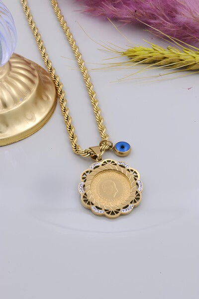 esetyıldız kuyumculuk 22 Ayar Çeyrek Altınlı Çelik Kolye