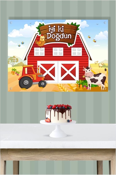 neşeli günlerim Çiftlik Temalı Doğum Günü * Branda Afiş 50x70 Cm