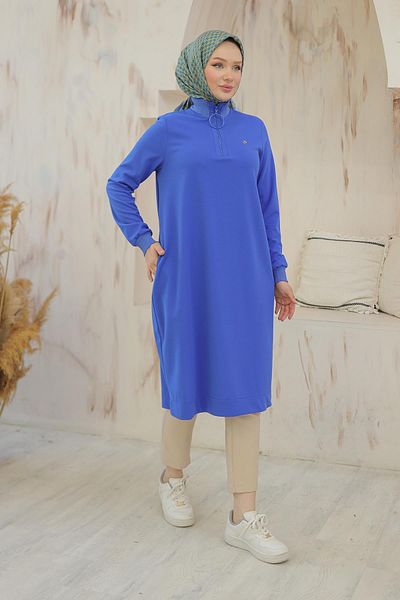 Armine High Collar and Zipper Trend Tunic - 24Kt436