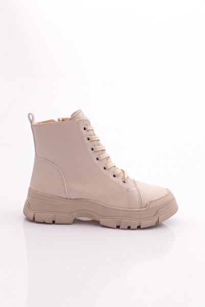 DGN Women's Lace up Boots Beige 1382698