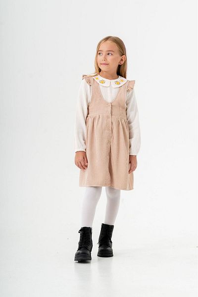 Minigimin Cicileri Комплект от мюсюлманска риза и кадифена рокля на My Little One's Ciciler - кафяв