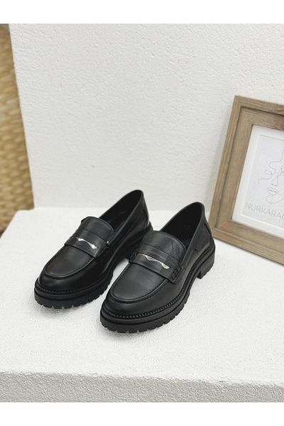 Mammamia D24KA-3610 Дамски мокасини от естествена кожа с дебела подметка 4 см