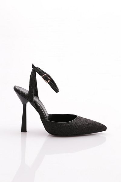 DGN Pantofi de seara cu bretele la glezna de dama Lurex negru 719121085