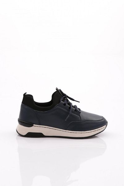 DGN Pantofi sport cu șireturi de damă, piele naturală, bleumarin 26612623