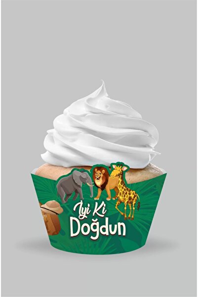 neşeli günlerim سفاري مفهوم كب كيك التفاف 8-حزمة