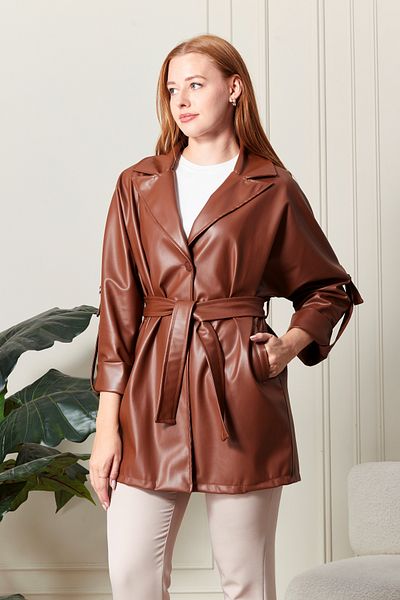 Fashionbox Premium Quality Leather Trench Coat
