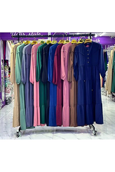 SHİROSA Γυναικείο φόρεμα Hijab με μισό κουμπί από ύφασμα Aerobin