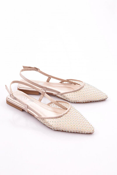 DGN Balerini de damă cu vârf ascuțit din satin auriu 7126535