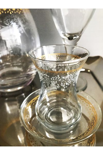 DECOSTYLE Figure Gold Sglass Pasabahce 49 Piece Glass Cup Set for 12