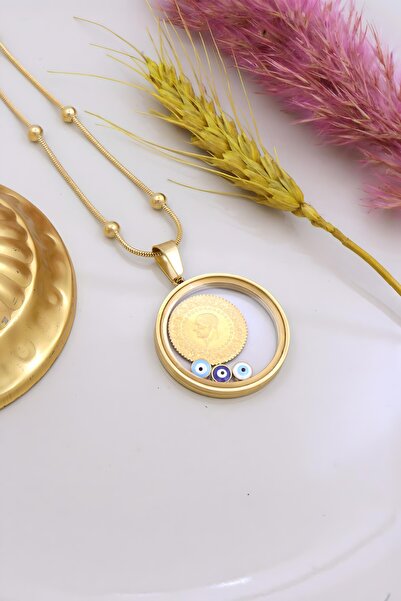 esetyıldız kuyumculuk 22 Ayar Çeyrek Altınlı Çelik Kolye