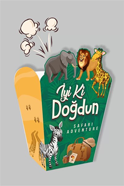 neşeli günlerim Cutie de popcorn Safari Concept (porumb) 8 buc