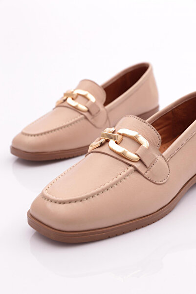 DGN Kadın Dikiş Detaylı Çiçek Süsleme Babet Bej 1732110