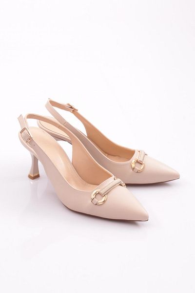 DGN Ecru Women's Heeled Shoes - Back Tie, Model 353123539
