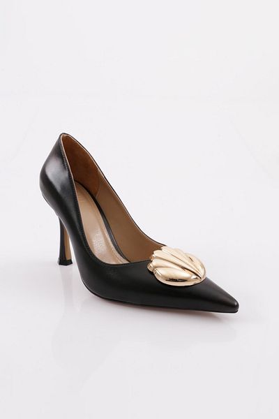 DGN Black Metallic Women's Heeled Shoes - 1016103236