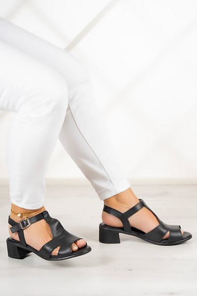 Erkan Saçmacı Sandale Helene din piele naturală neagră - confortabile și elegante