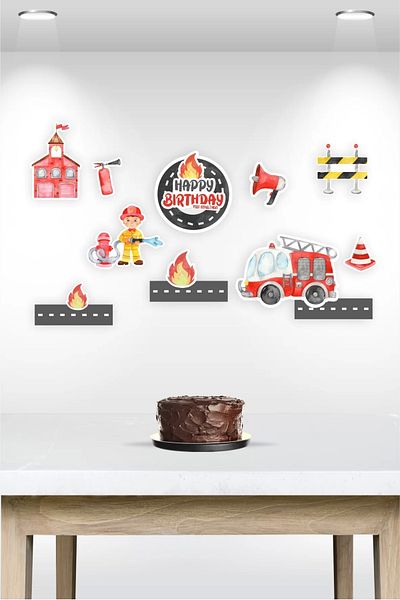 neşeli günlerim Multi Piece Fire Engine Themed Poster - Thick Paper