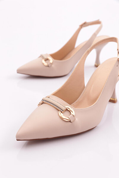 DGN Екрю жіночі туфлі на підборах - застібка ззаду, модель 353123539