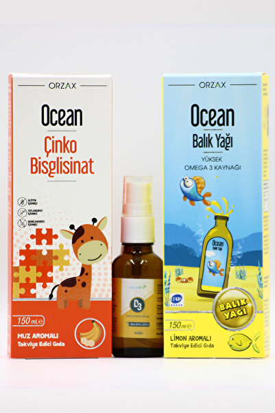 Ocean Çocuklar İçin Omega-3, Çinko ve D Vitamini Destek Seti: Ocean Balık Yağ...