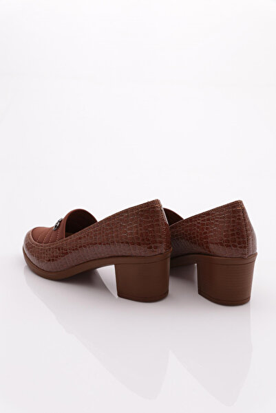 DGN Kadın Tokalı Topuklu Ayakkabı Taba Kroko 341523648