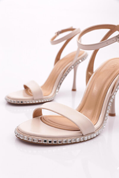 DGN Kadın Taş Işli Topuklu Abiye Ayakkabı Bej 352533210