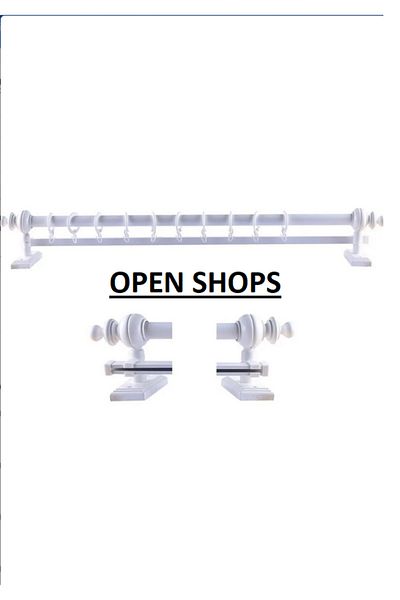 OPEN SHOPS Wooden Rustic Curtain Hanger Single Rail 125cm