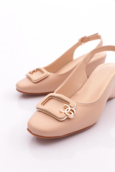 DGN Beige Women's Heeled Shoes - Back Tie 354223539