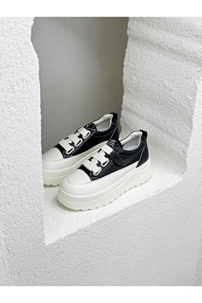 Guja 25K313 LASTİK CIRTLI HAKİKİ DERİ 5CM KALIN TABAN SNEAKER SPOR AYAKKABI