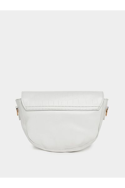 Styli Textured Saddle Bag with Detachable Printed Strap